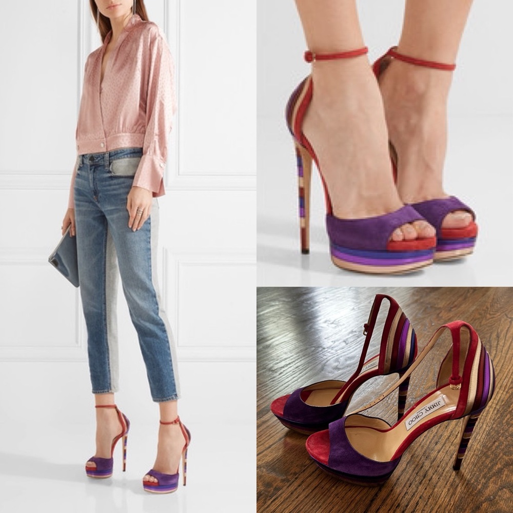 Jimmy Choo | “Max” Suede 120 Platform Summer Sandal | Size 39.5 | Metallic